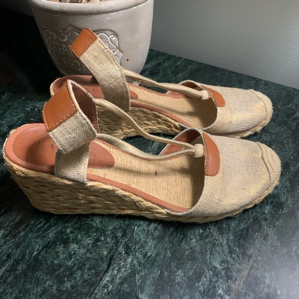 Lauren Ralph Lauren linen wedge, size 6.5